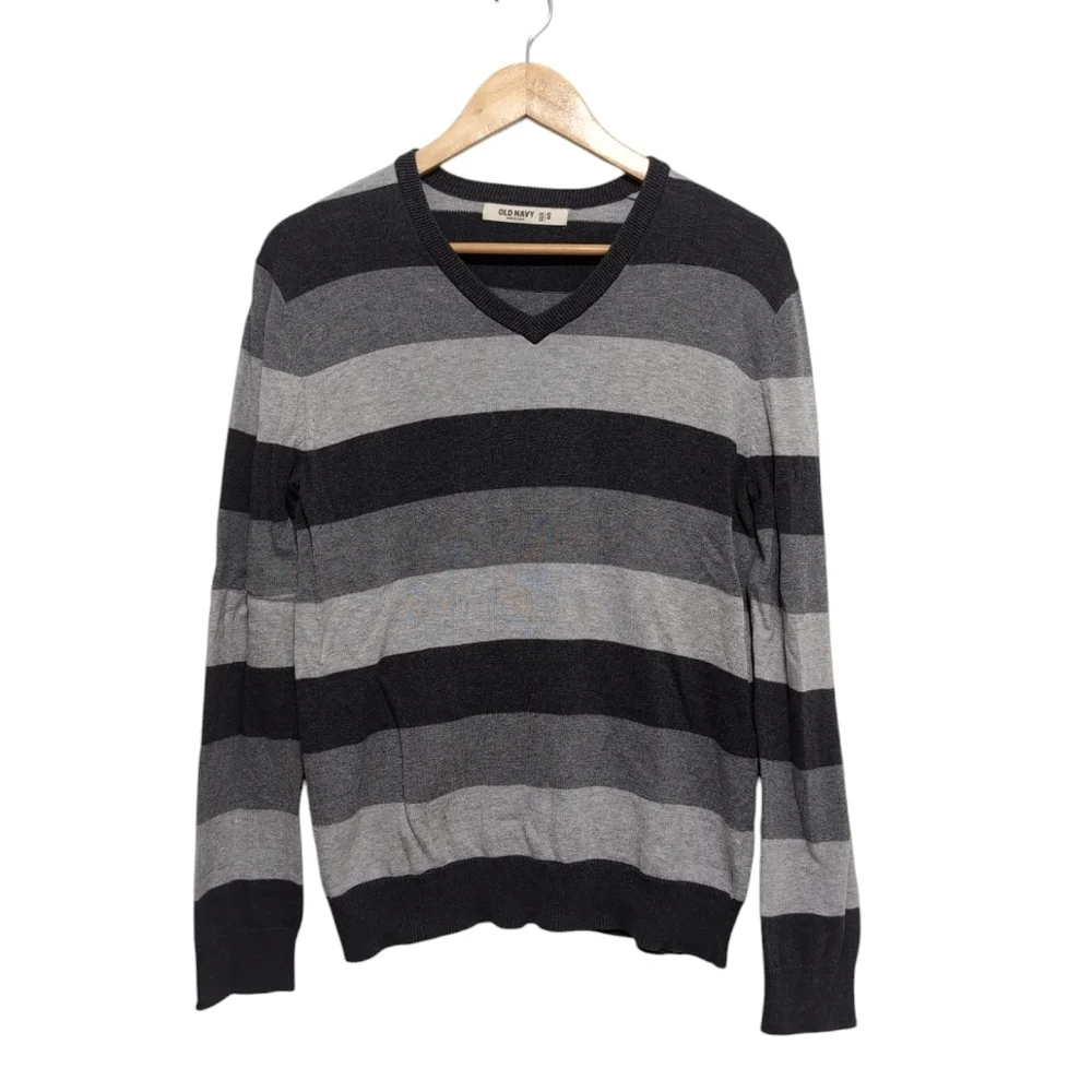 Old Navy Sweater Striped V-Neck Preppy Almost‎ Vintage Size Small